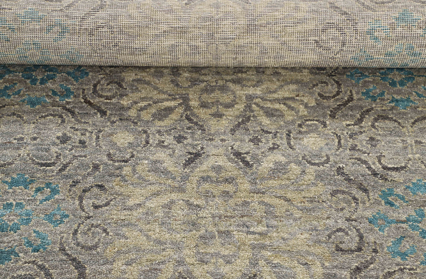 Hand-Knotted Oushak Carpet 7'.8" X 9'.9" Traditional, Grey Fine Wool Area Rug 8x10