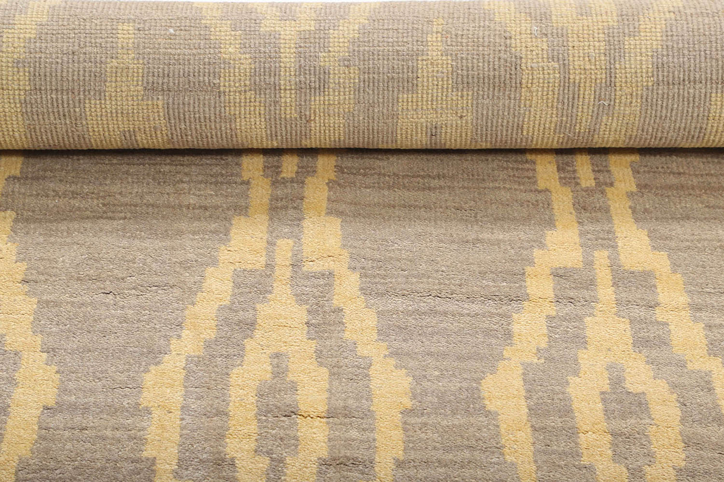 Hand-Knotted Gabbeh Carpet 8'.4" X 10'.4" , Grey Fine Wool Area Rug 8x10