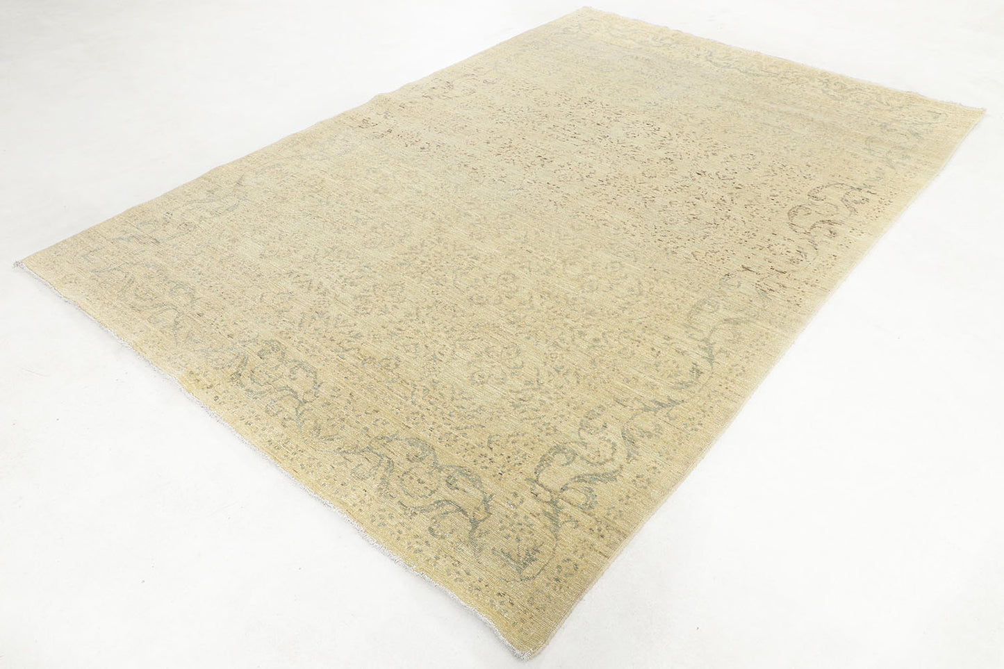 Hand-Knotted Oushak Carpet 6'.1" X 8'.10" Traditional, Grey Fine Wool Area Rug 6x9