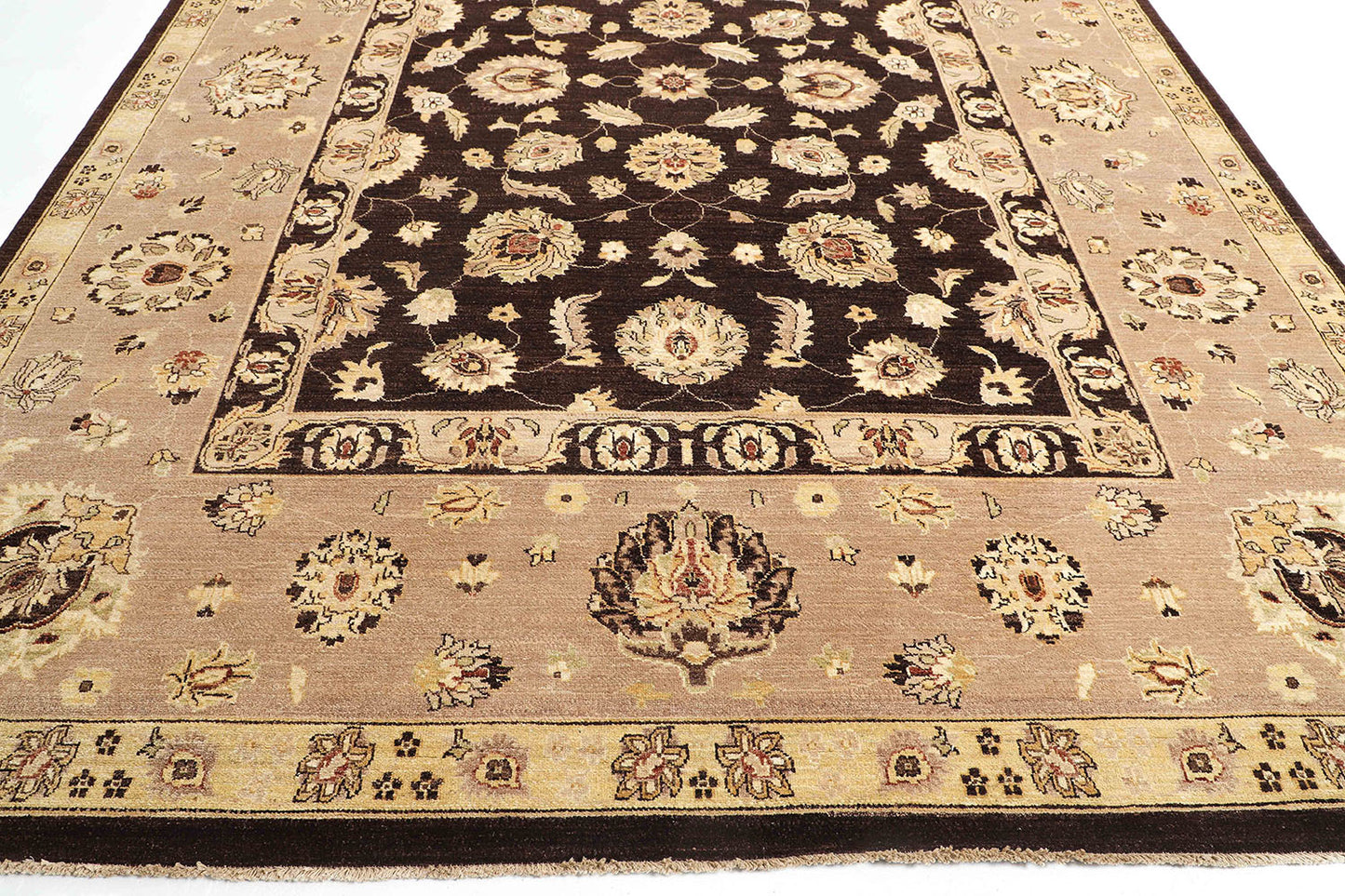 Hand-Knotted Oushak Carpet 9'.1" X 11'.10" Traditional, Brown Fine Wool Area Rug 9x12