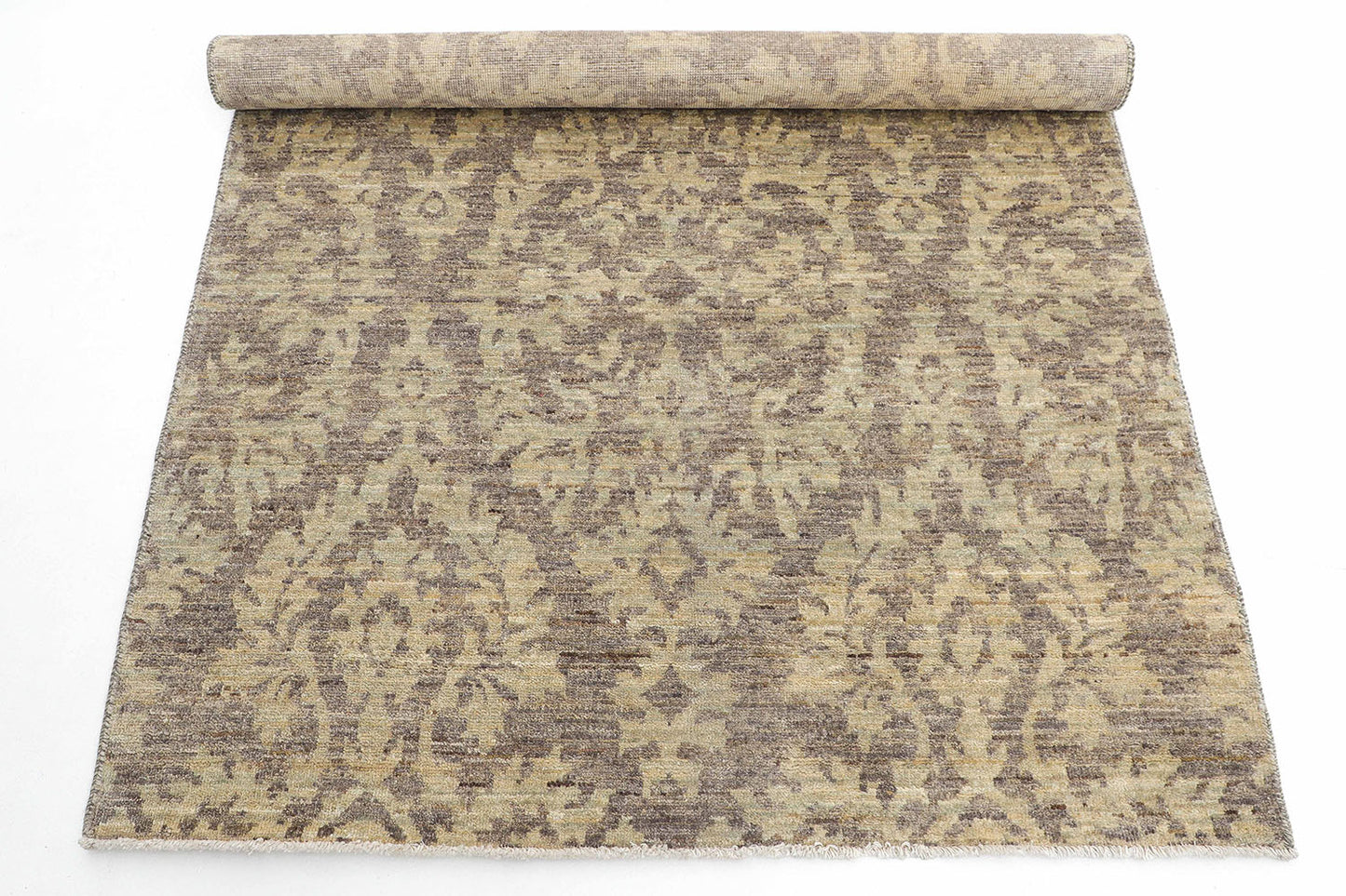 Hand-Knotted Oushak Carpet 4'.1" X 6'.3" Traditional, Grey Fine Wool Area Rug 4x6