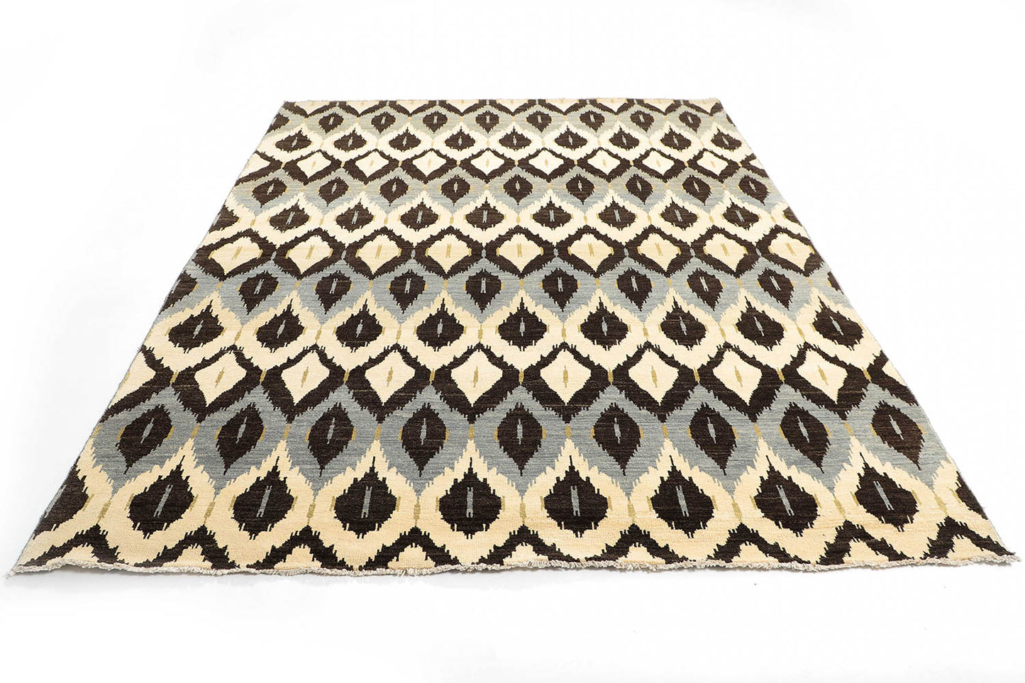Hand-Knotted Gabbeh Carpet 8'.1" X 9'.11" , Black Fine Wool Area Rug 8x10