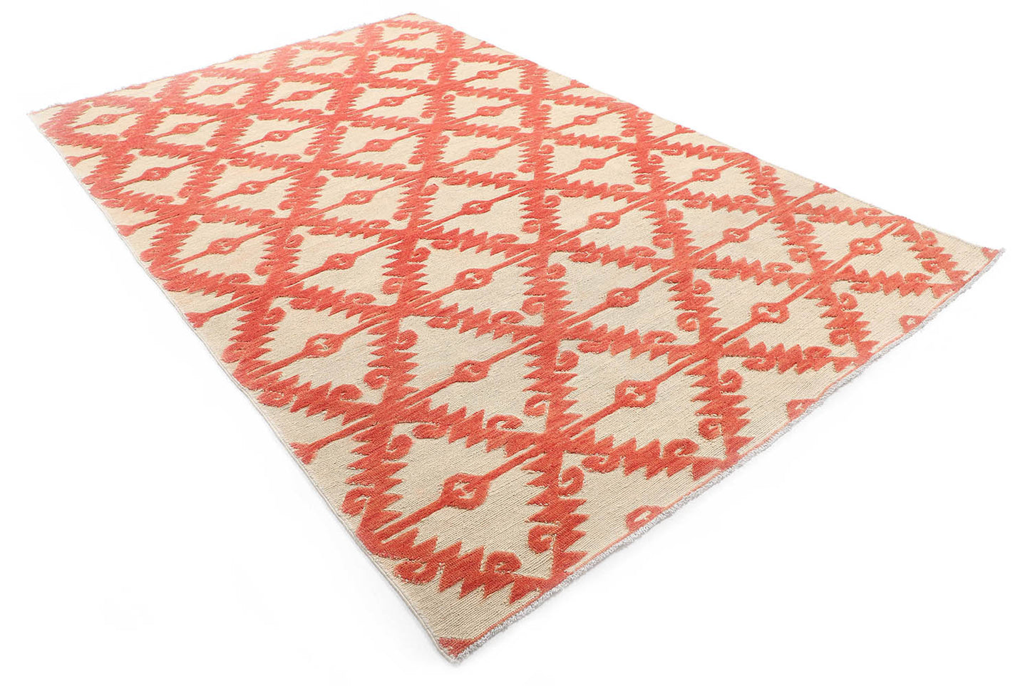 Hand-Knotted Oushak Carpet 6'.3" X 9'.9" Traditional, Beige Fine Wool Area Rug 6x9