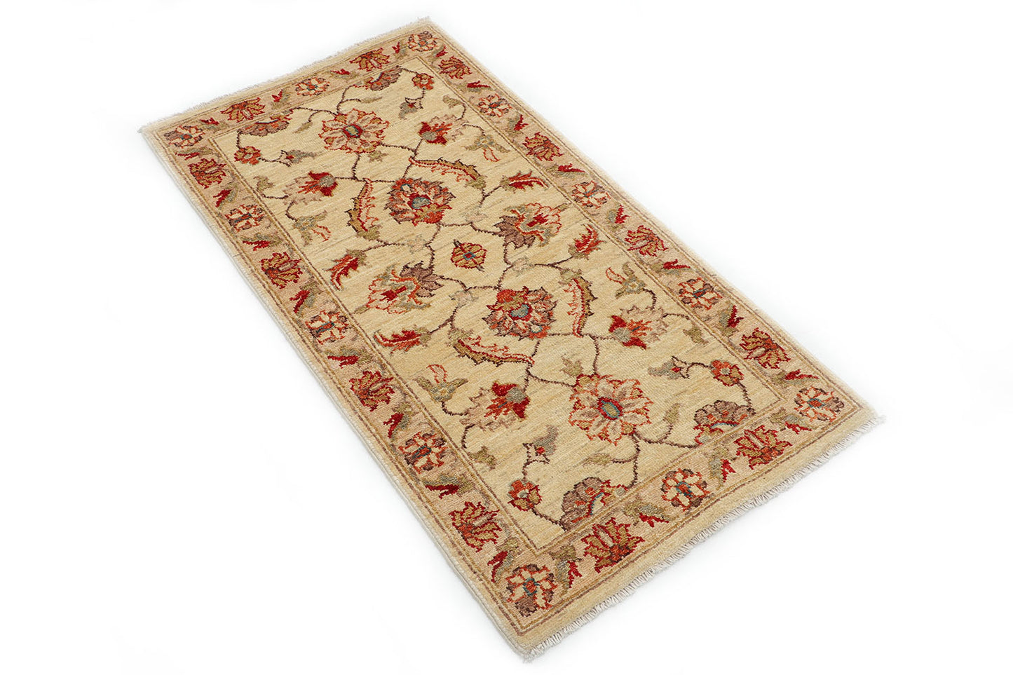 Hand-Knotted Oushak Carpet 2'.2" X 4' Traditional, Ivory Fine Wool Accent Rug 2x4
