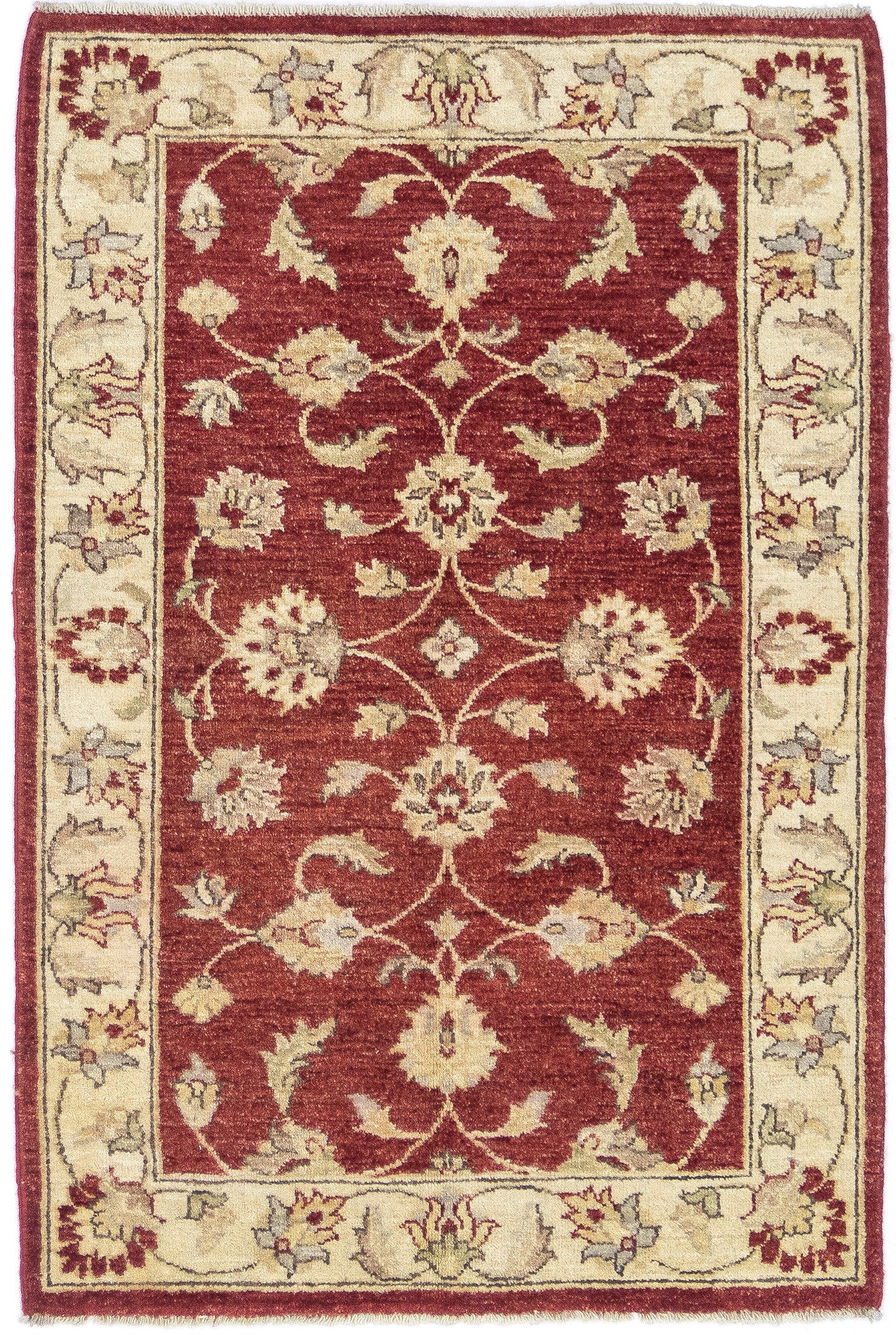 Hand-Knotted Oushak Carpet 3' X 5'.2" Traditional, Red Fine Wool Accent Rug 3x5