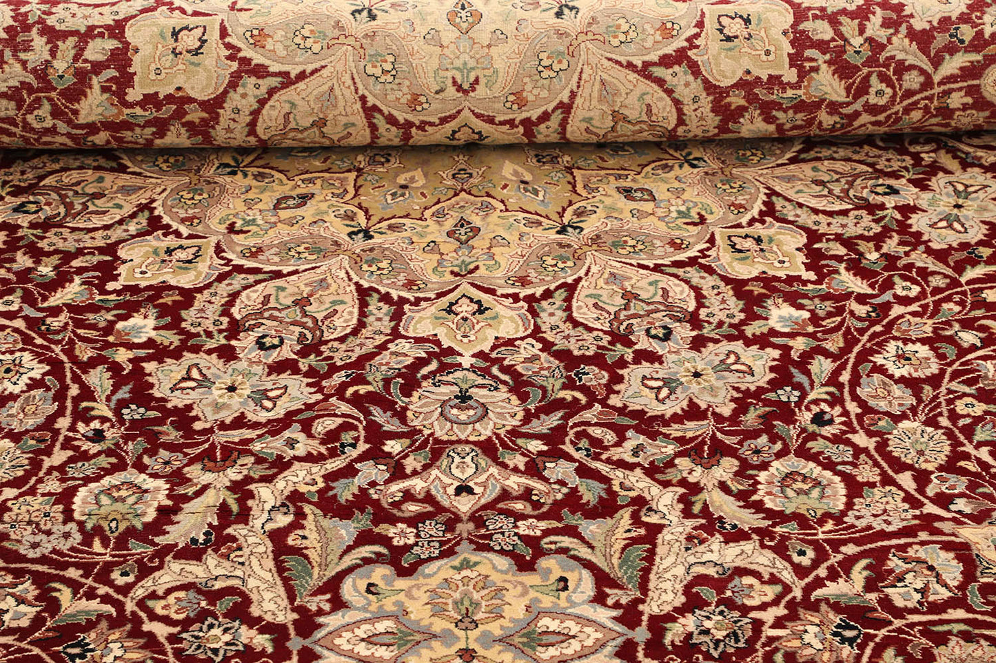 Hand-Knotted Lahore Carpet 10'.3" X 14' Oriental, Red Fine Wool Area Rug 10x14