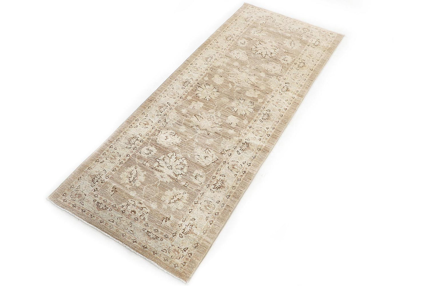 Hand-Knotted Oushak Carpet 2'.10" X 7'.4" Traditional, Beige Fine Wool Runner Rug 2.5x7