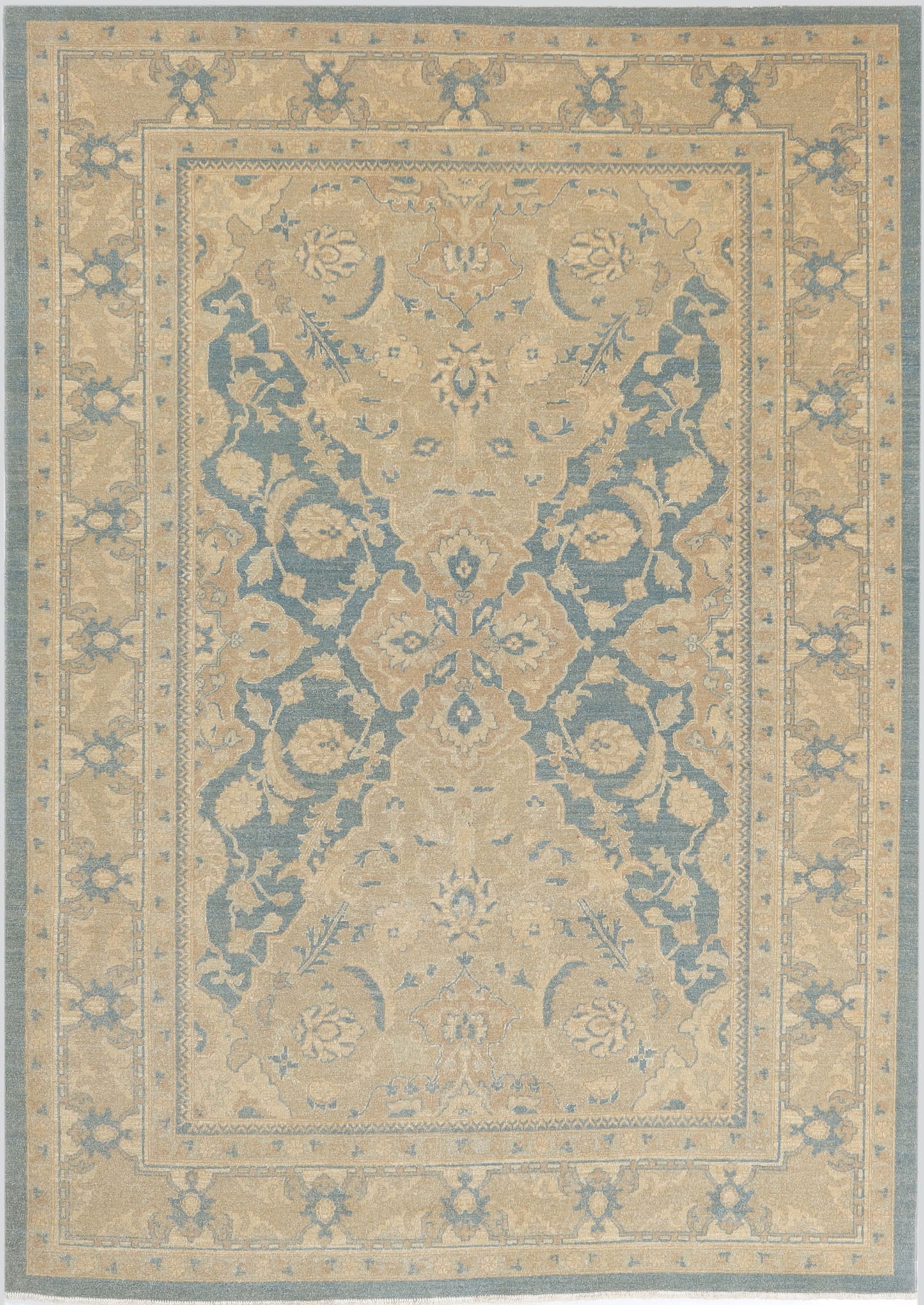 6x9 Hand-Knotted Ariana Carpet 6'.5" X 8'.11" Traditional, Blue Fine Wool Area Rug D52181