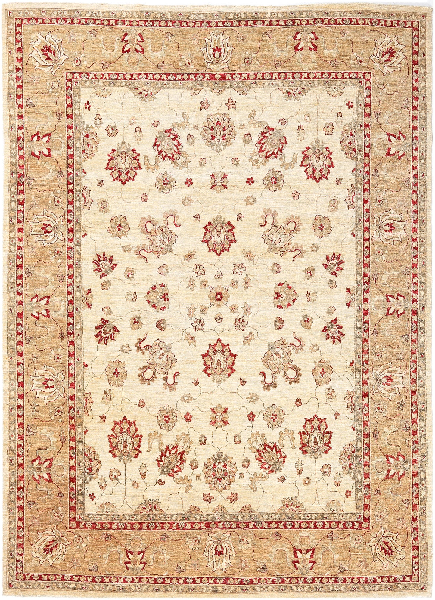 Hand-Knotted Oushak Carpet 8'.10" X 11'.9" Traditional, Ivory Fine Wool Area Rug 9x12