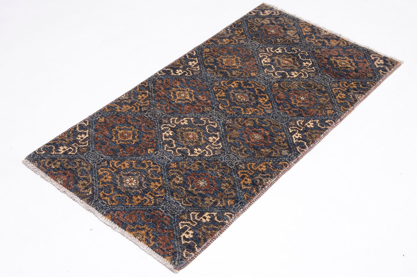 Hand-Knotted Oushak Carpet 2' X 3'.11" Traditional, Blue Fine Wool Accent Rug 2x4