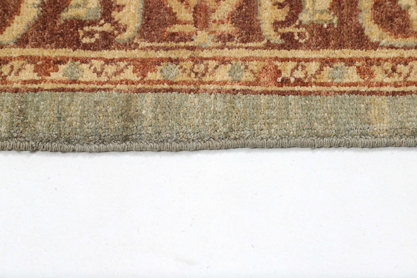 Hand-Knotted Oushak Carpet 3'.1" X 5' Traditional, Green Fine Wool Accent Rug 3x5