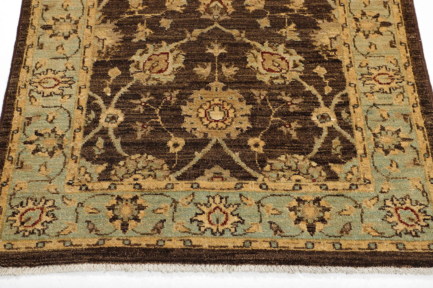 Hand-Knotted Oushak Carpet 3'.1" X 5'.1" Traditional, Chcolate Fine Wool Accent Rug 3x5