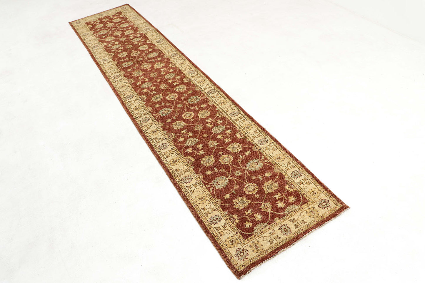 Hand-Knotted Oushak Carpet 2'.8" X 12'.5" Traditional, Rust Fine Wool Runner Rug 2.5x12
