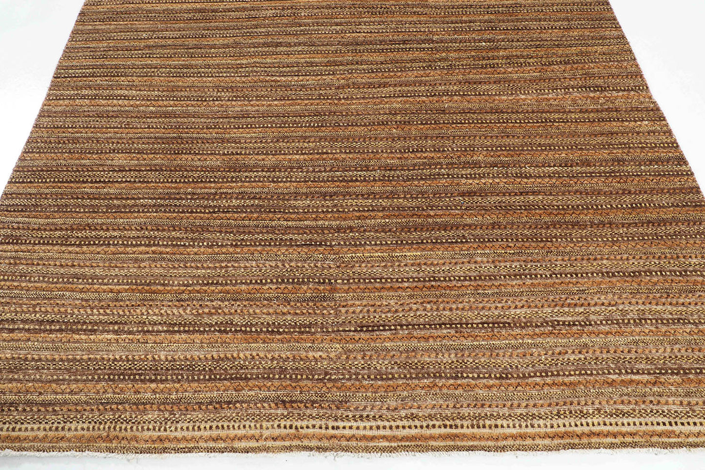 Hand-Knotted Gabbeh Carpet 5'.5" X 8'.1" , Brown Fine Wool Area Rug 5.5x8 D48648