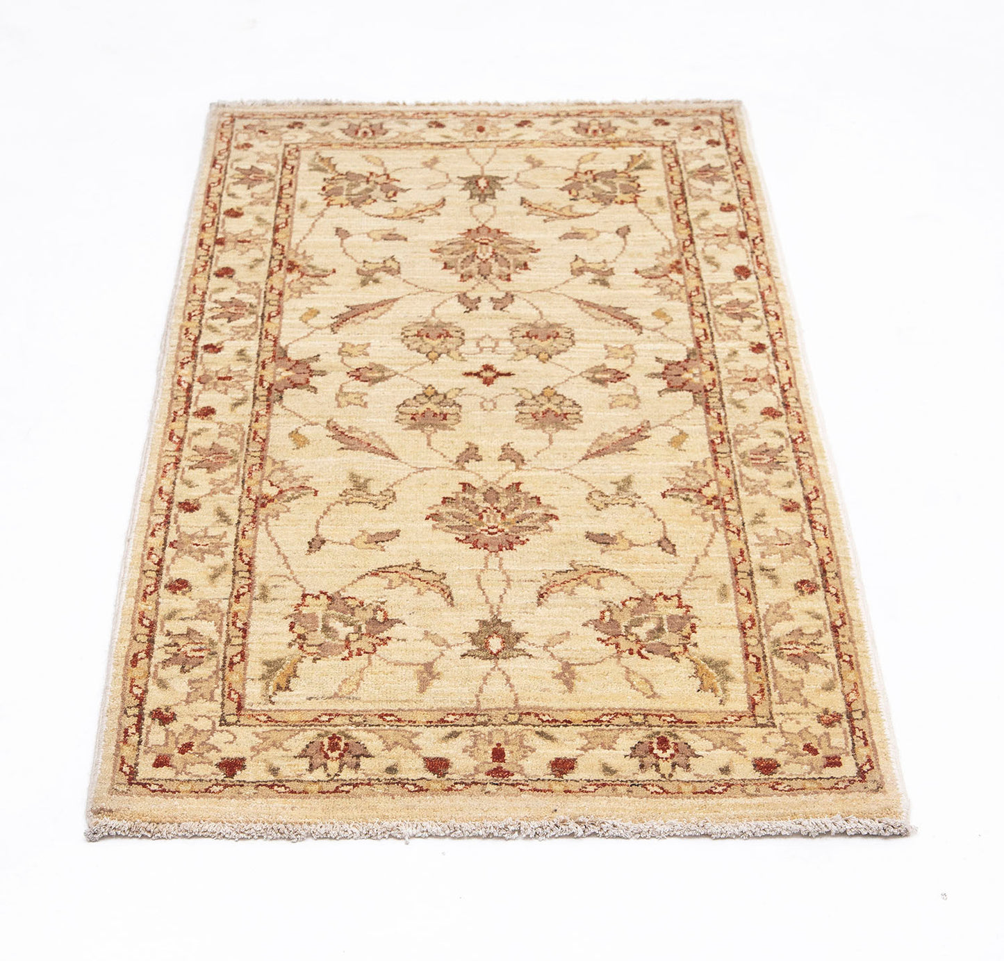 Hand-Knotted Oushak Carpet 2'.5" X 4'.5" Traditional, Ivory Fine Wool Accent Rug 2x4
