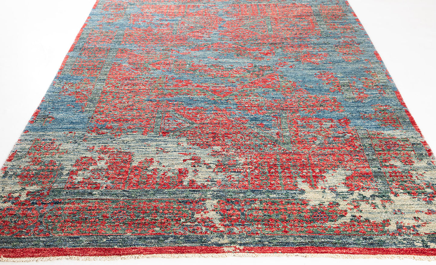 Hand-Knotted Bohemian Carpet 5'.6" X 8'.6" Transitional, Red Fine Wool Area Rug 6x9 D57098