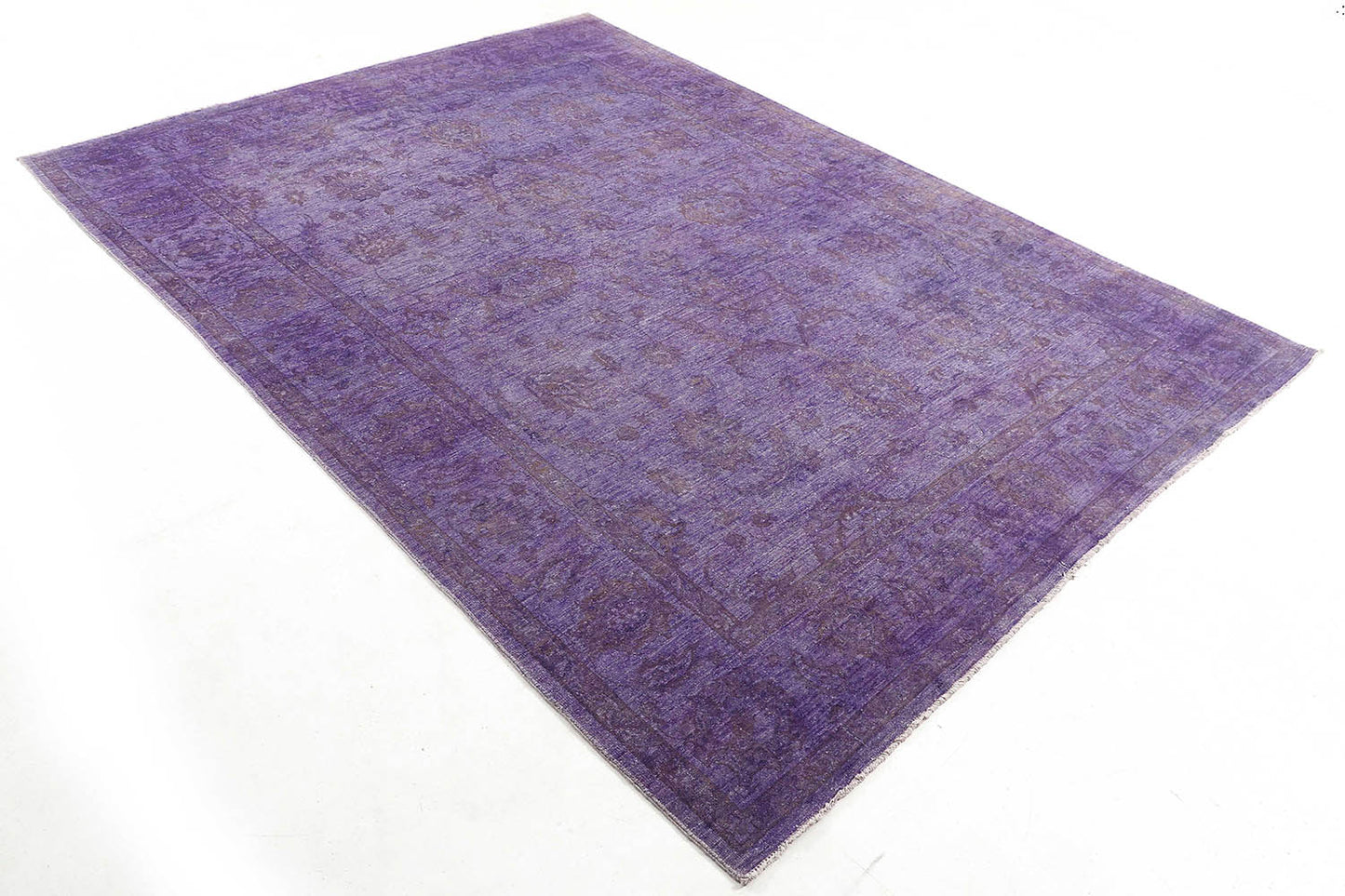 Hand-Knotted Oushak Carpet 7'.11" X 10'.7" Traditional, Blue Fine Wool Area Rug 8x10