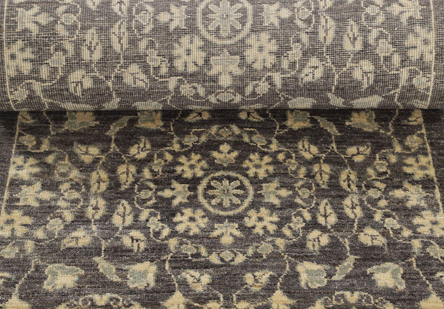 Hand-Knotted Oushak Carpet 2'.7" X 20'.1" Traditional, Grey Fine Wool Runner Rug 2.5x20