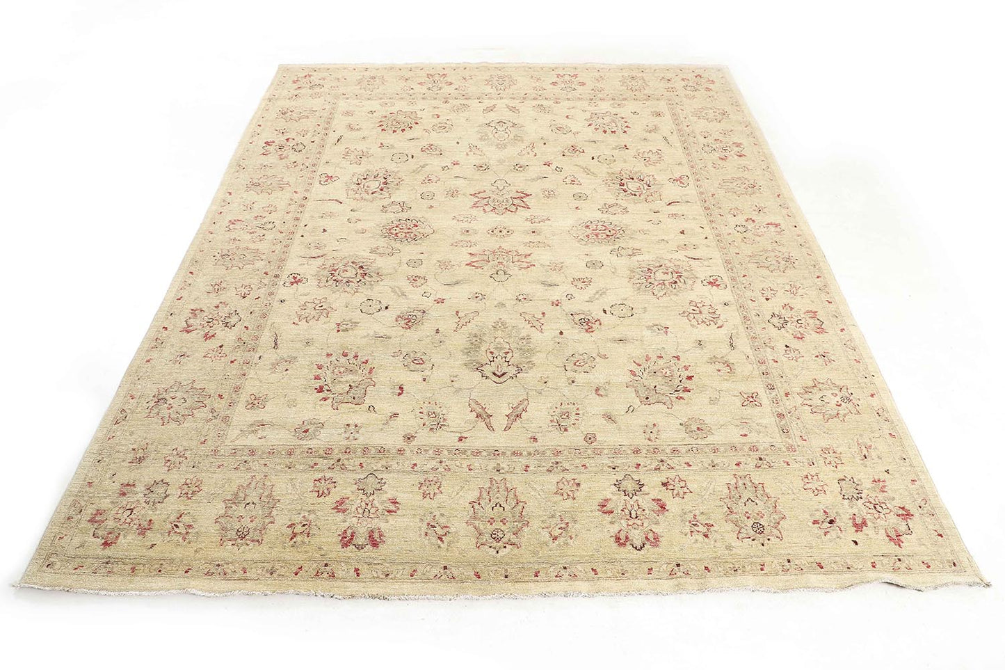 Hand-Knotted Farhan Carpet 7'.10" X 9'.8" Traditional, Ivory Fine Wool Area Rug 8x10 D44705