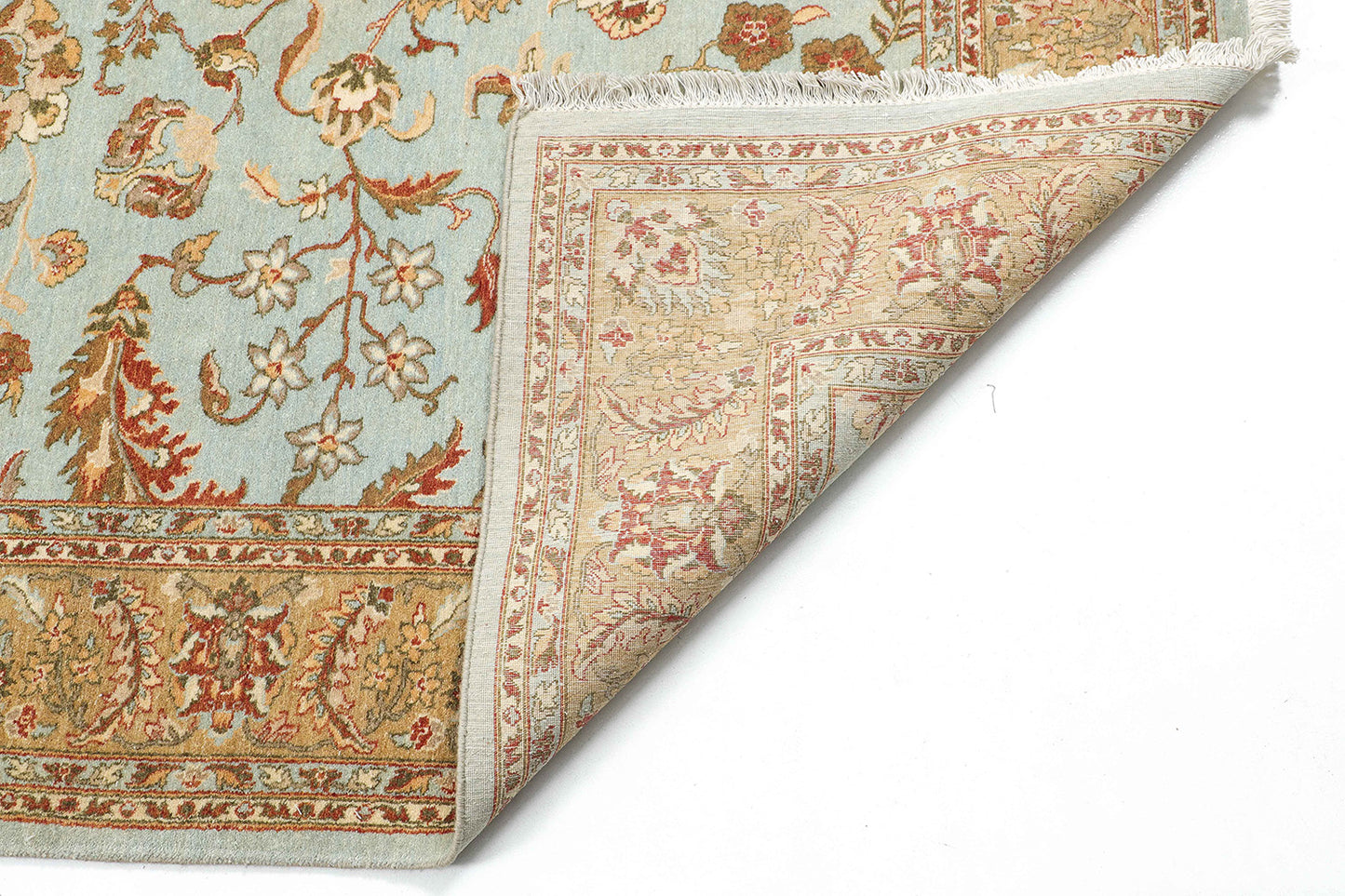Hand-Knotted Lahore Carpet 8'.10" X 11'.8" Oriental, L/Blue Fine Wool Area Rug 9x12