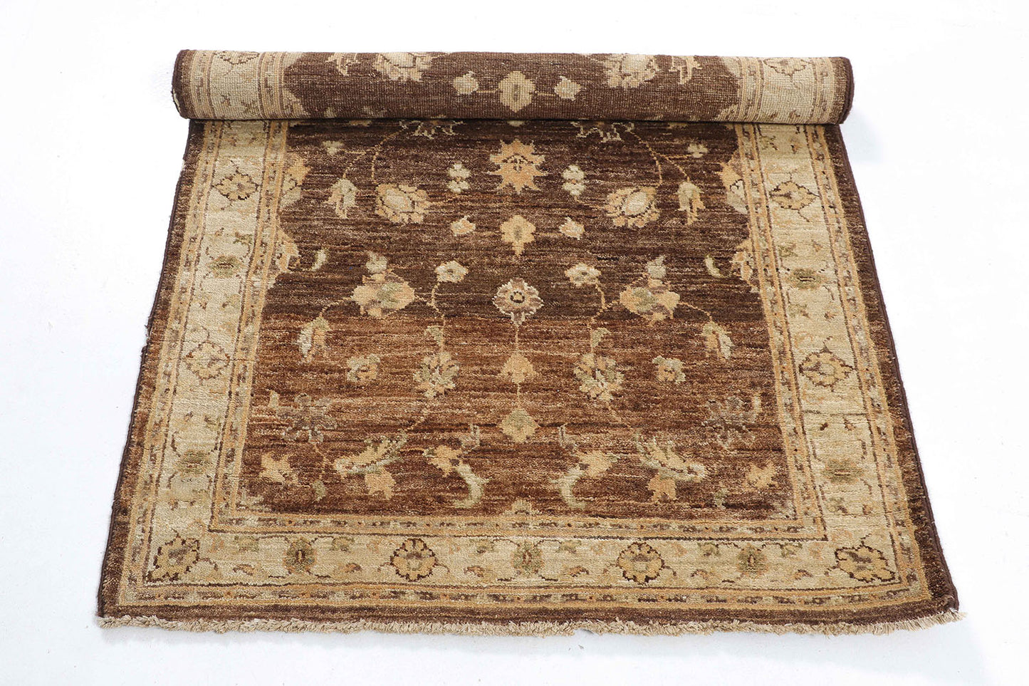 Hand-Knotted Oushak Carpet 3'.2" X 4'.11" Traditional, Brown Fine Wool Accent Rug 3x5