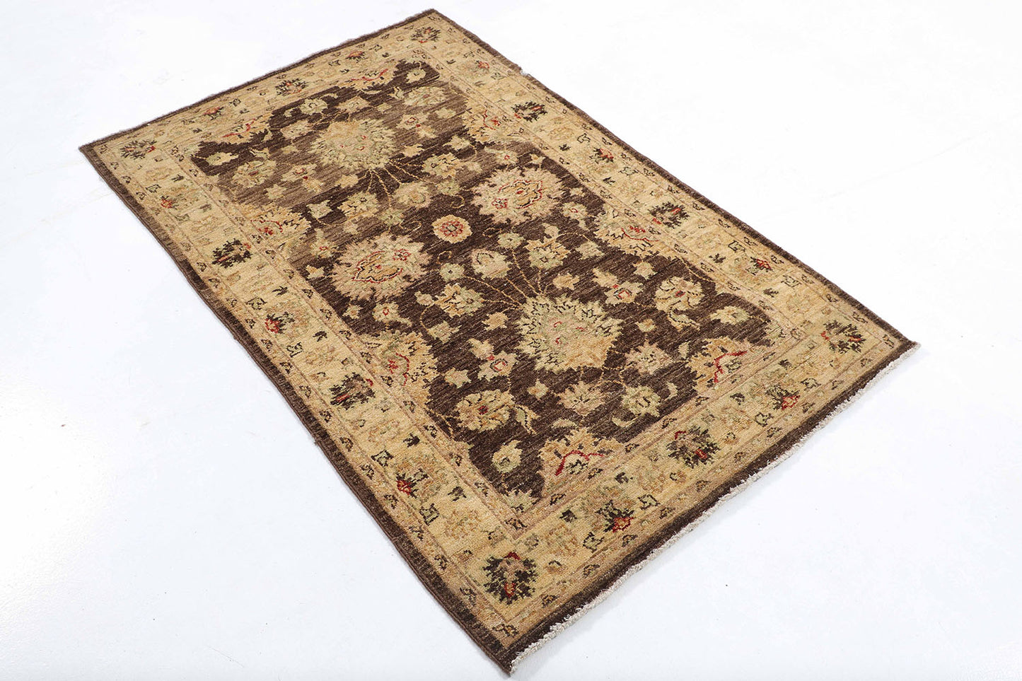 Hand-Knotted Oushak Carpet 3'.3" X 5'.1" Traditional, Brown Fine Wool Accent Rug 3x5