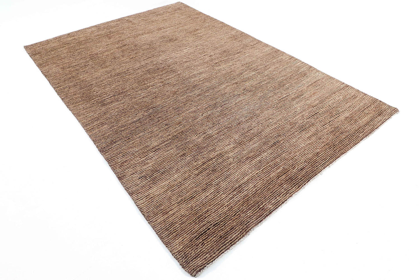 Hand-Knotted Gabbeh Carpet 5'.8" X 8'.3" , Brown Fine Wool Area Rug 6x9
