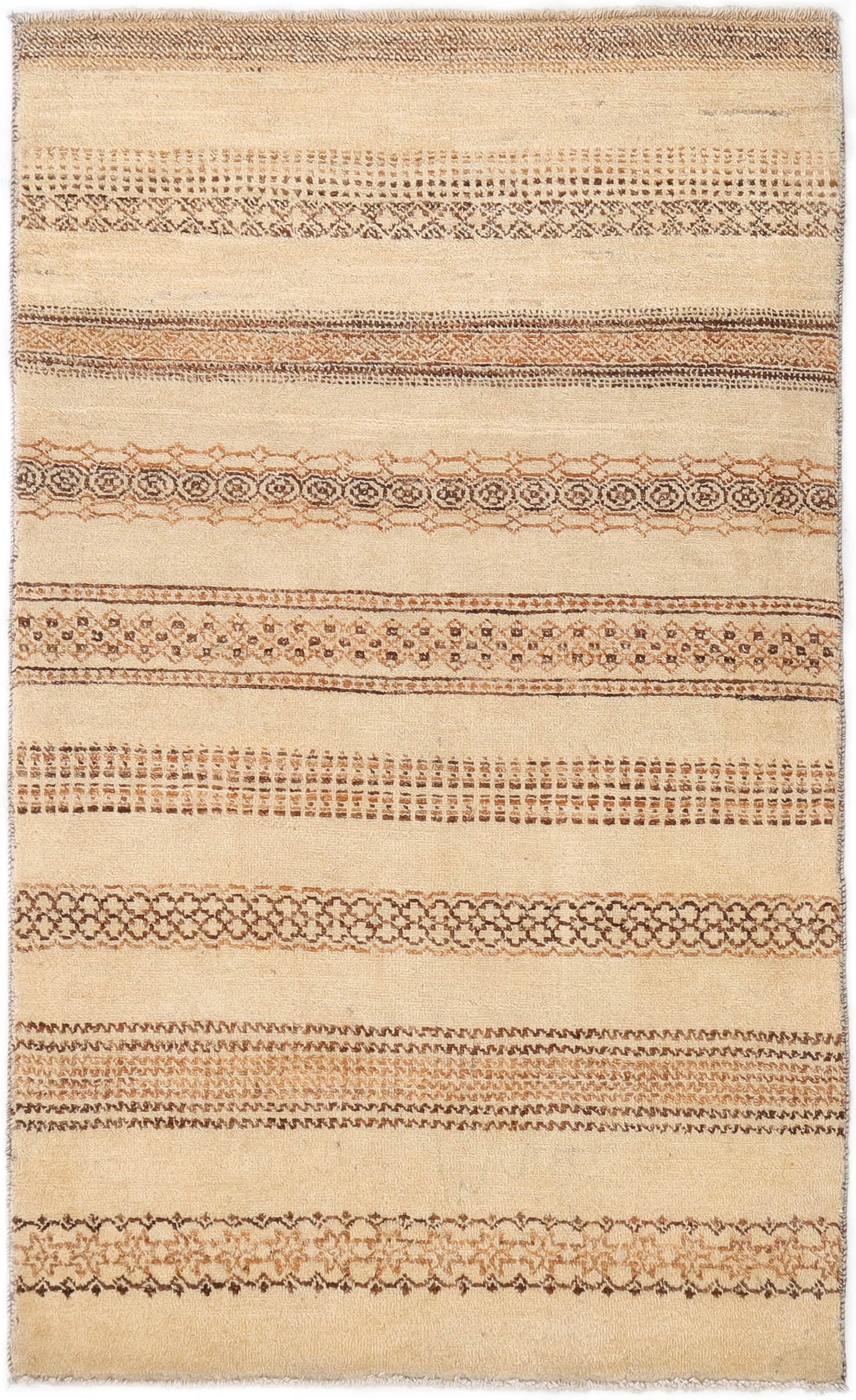 Hand-Knotted Oushak Carpet 3'.1" X 5'.7" Traditional, Ivory Fine Wool Area Rug 3x5