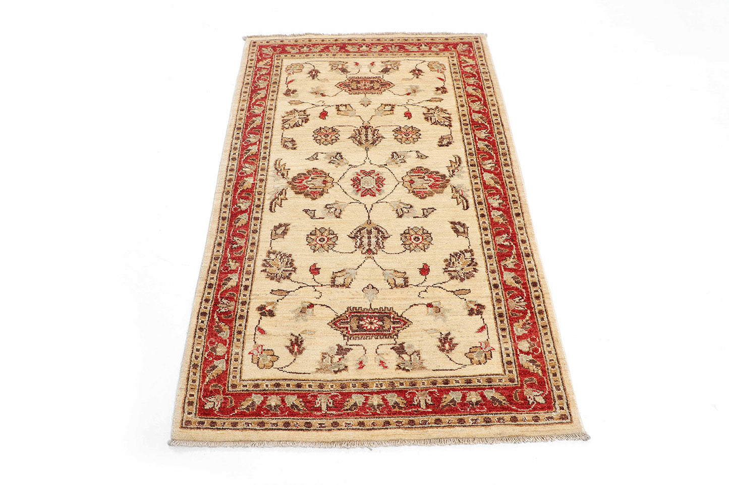 Hand-Knotted Oushak Carpet 3'.1" X 5' Traditional, Ivory Fine Wool Accent Rug 3x5