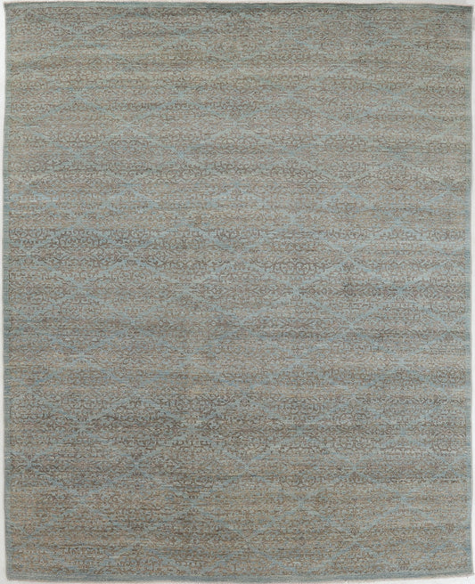 Hand-Knotted Oushak Carpet 8'.6" X 10'.7" Traditional, L/Blue Fine Wool Area Rug 8x10
