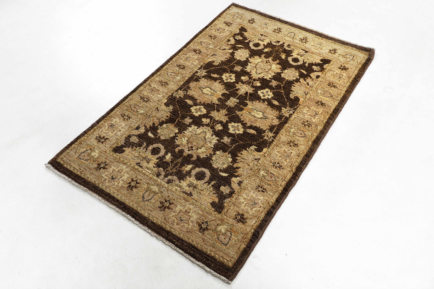 Hand-Knotted Oushak Carpet 2'.8" X 4'.4" Traditional, Brown Fine Wool Accent Rug 2.5x4