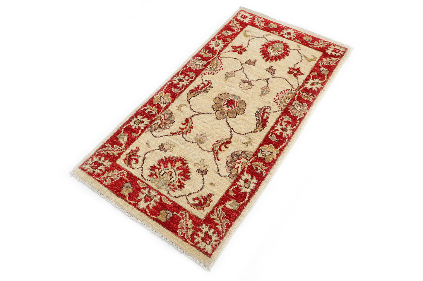 Hand-Knotted Oushak Carpet 2'.1" X 4'.2" Traditional, Ivory Fine Wool Accent Rug 2x4