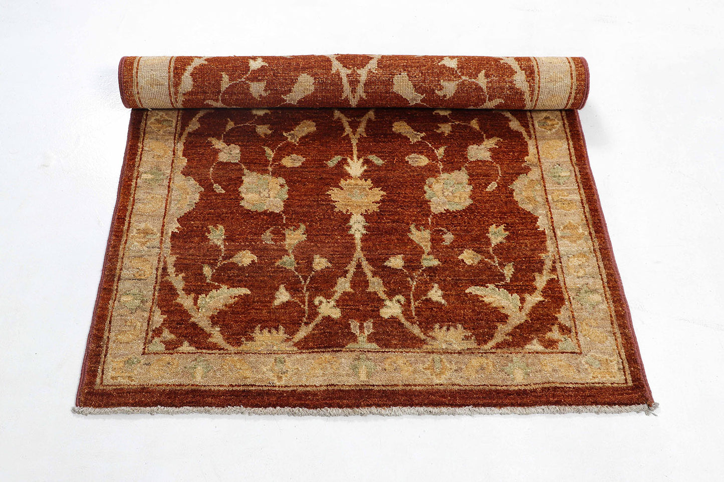 Hand-Knotted Oushak Carpet 3'.2" X 5'.2" Traditional, Rust Fine Wool Accent Rug