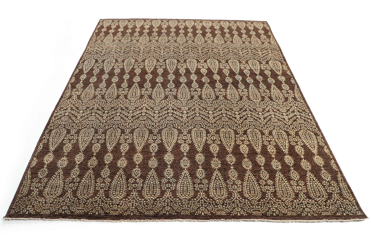 Hand-Knotted Oushak Carpet 7'.11" X 10'.1" Traditional, Brown Fine Wool Area Rug 8x10
