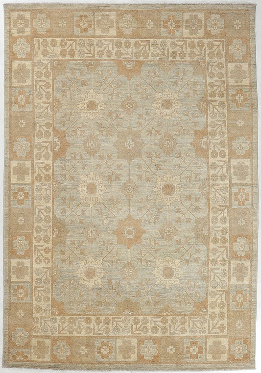 Hand-Knotted Khotan Tibet Carpet 7'.5" X 10' Oriental, Grey Fine Wool Area Rug 8x10