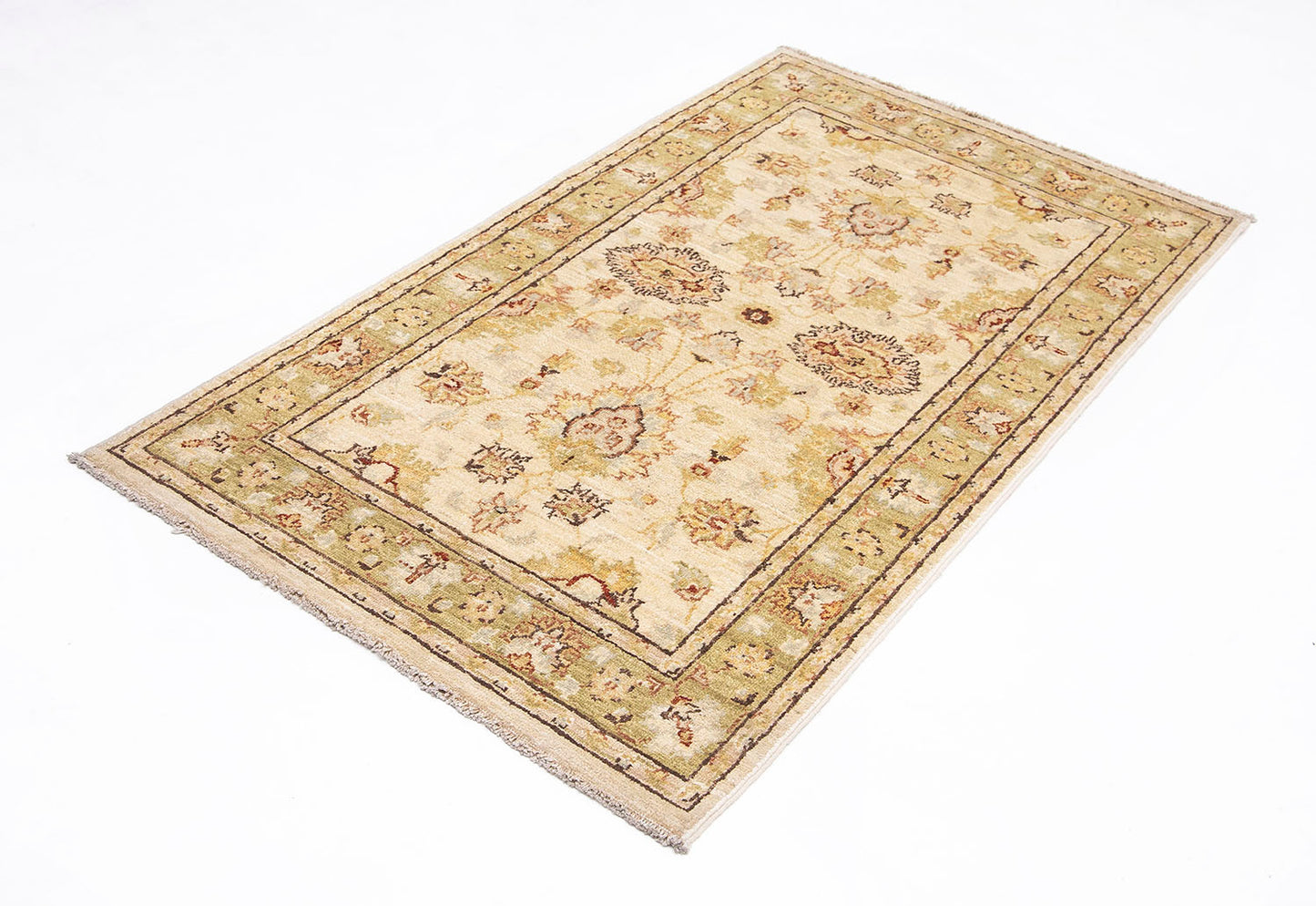 Hand-Knotted Oushak Carpet 2'.11" X 5'.3" Traditional, Ivory Fine Wool Accent Rug 2.5x5