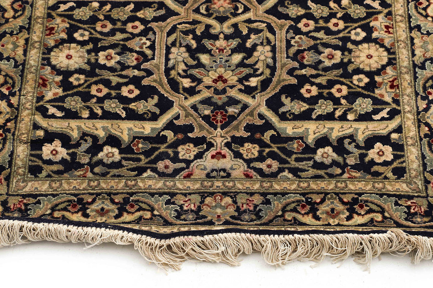 Hand-Knotted Lahore Carpet 2'.7" X 16'.4" Oriental, Blue Fine Wool Runner Rug 2.5x16