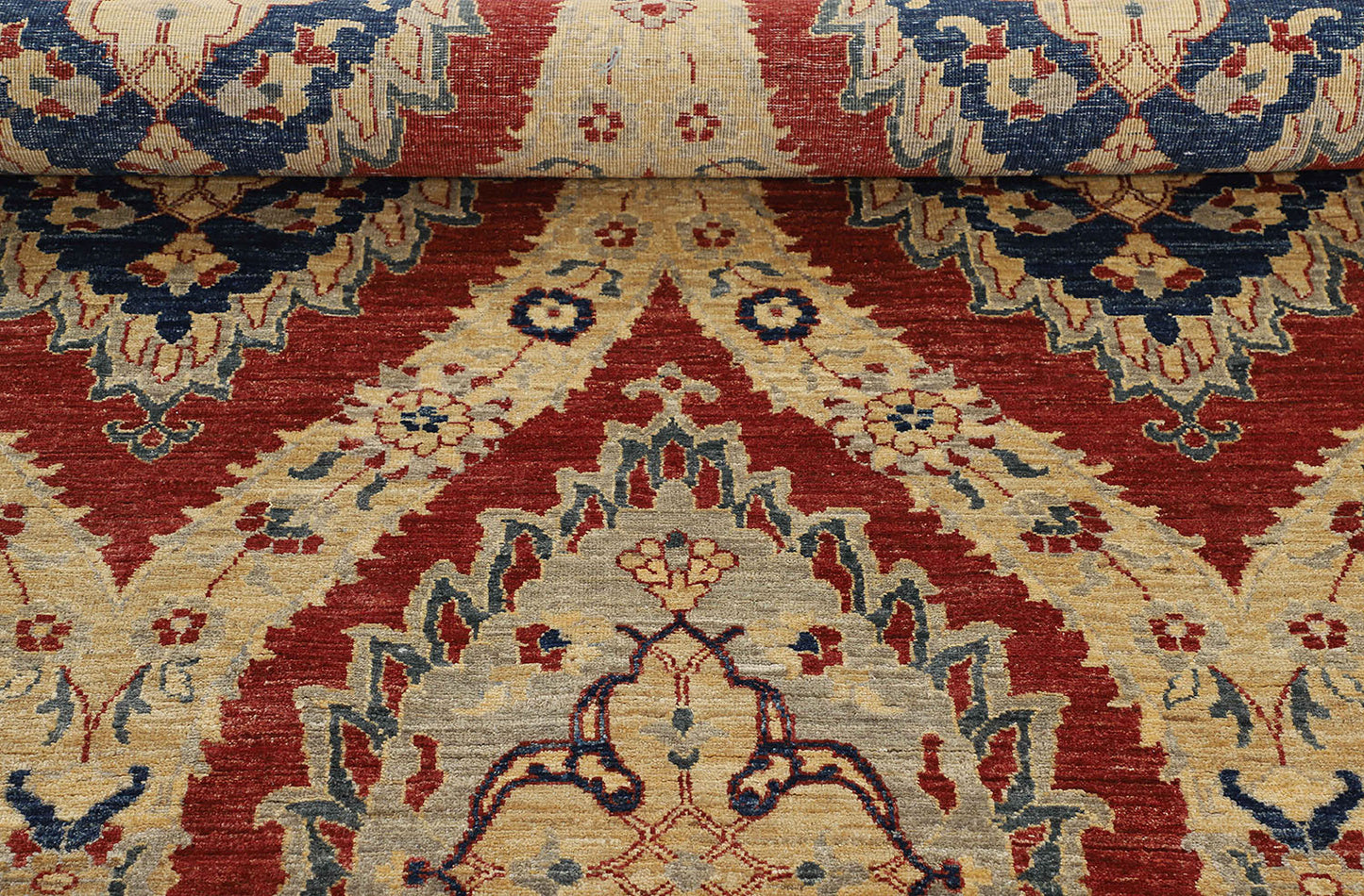 Hand-Knotted Ariana Carpet 9'.1" X 11'.9" Traditional, Red Fine Wool Area Rug 9x12 D56139