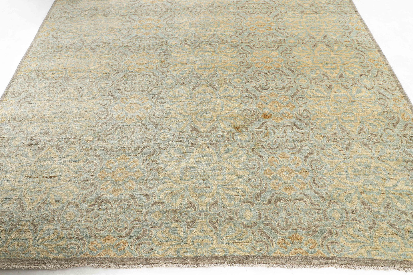 Hand-Knotted Gabbeh Carpet 7'.9" X 9'.6" , L/Blue Fine Wool Area Rug 8x10