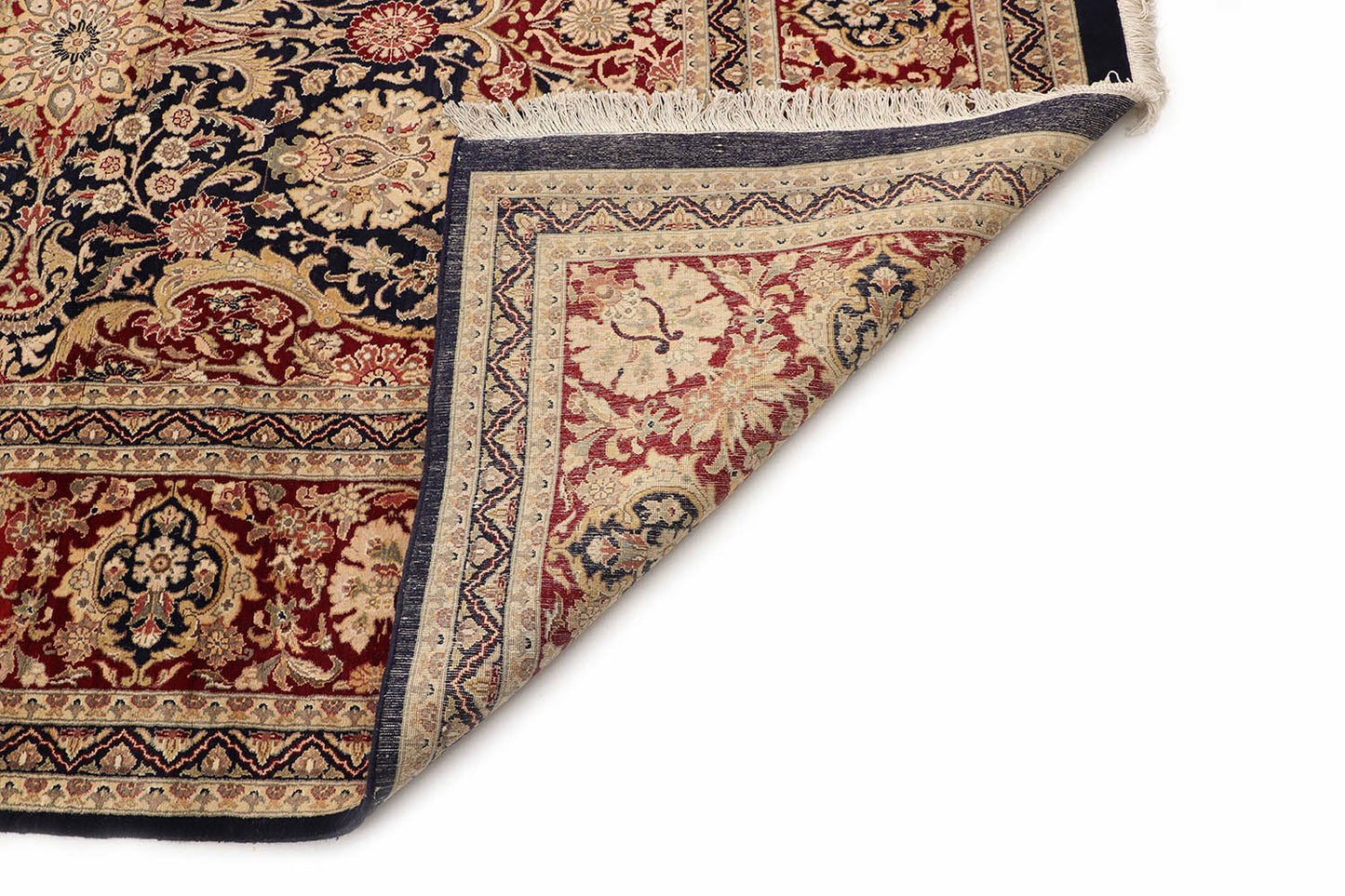 Hand-Knotted Lahore Carpet 10' X 13'.5" Oriental, Blue Fine Wool Area Rug 10x14