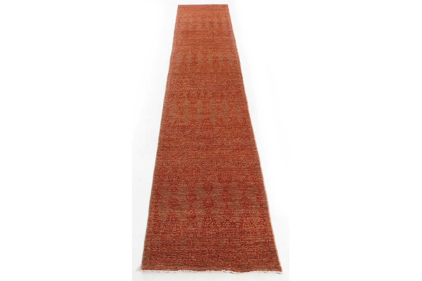 Hand-Knotted Oushak Carpet 2'.8" X 14' Traditional, Red Fine Wool Runner Rug 2.5x14