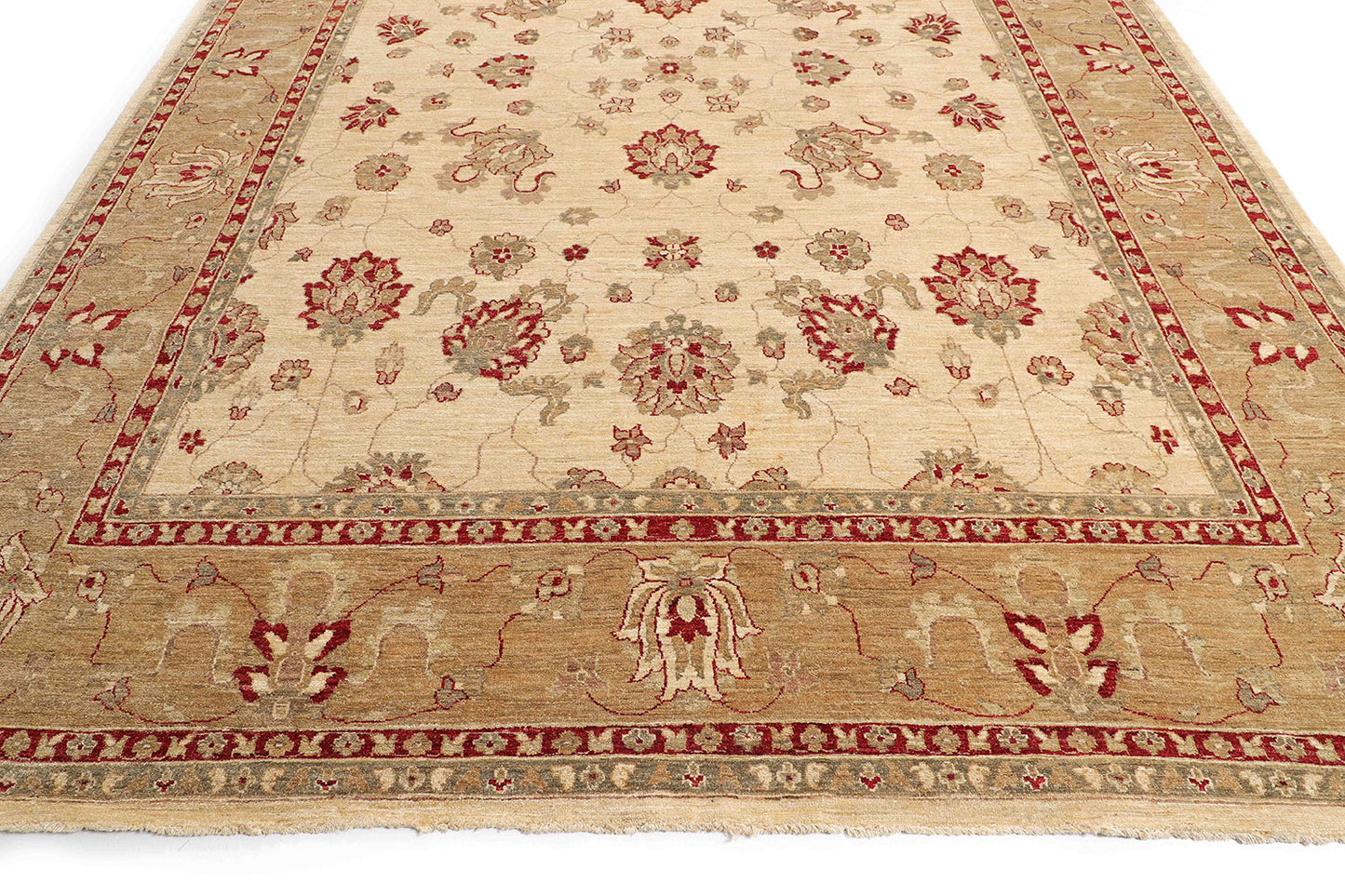 Hand-Knotted Oushak Carpet 8'.10" X 12'.1" Traditional, Ivory Fine Wool Area Rug 9x12