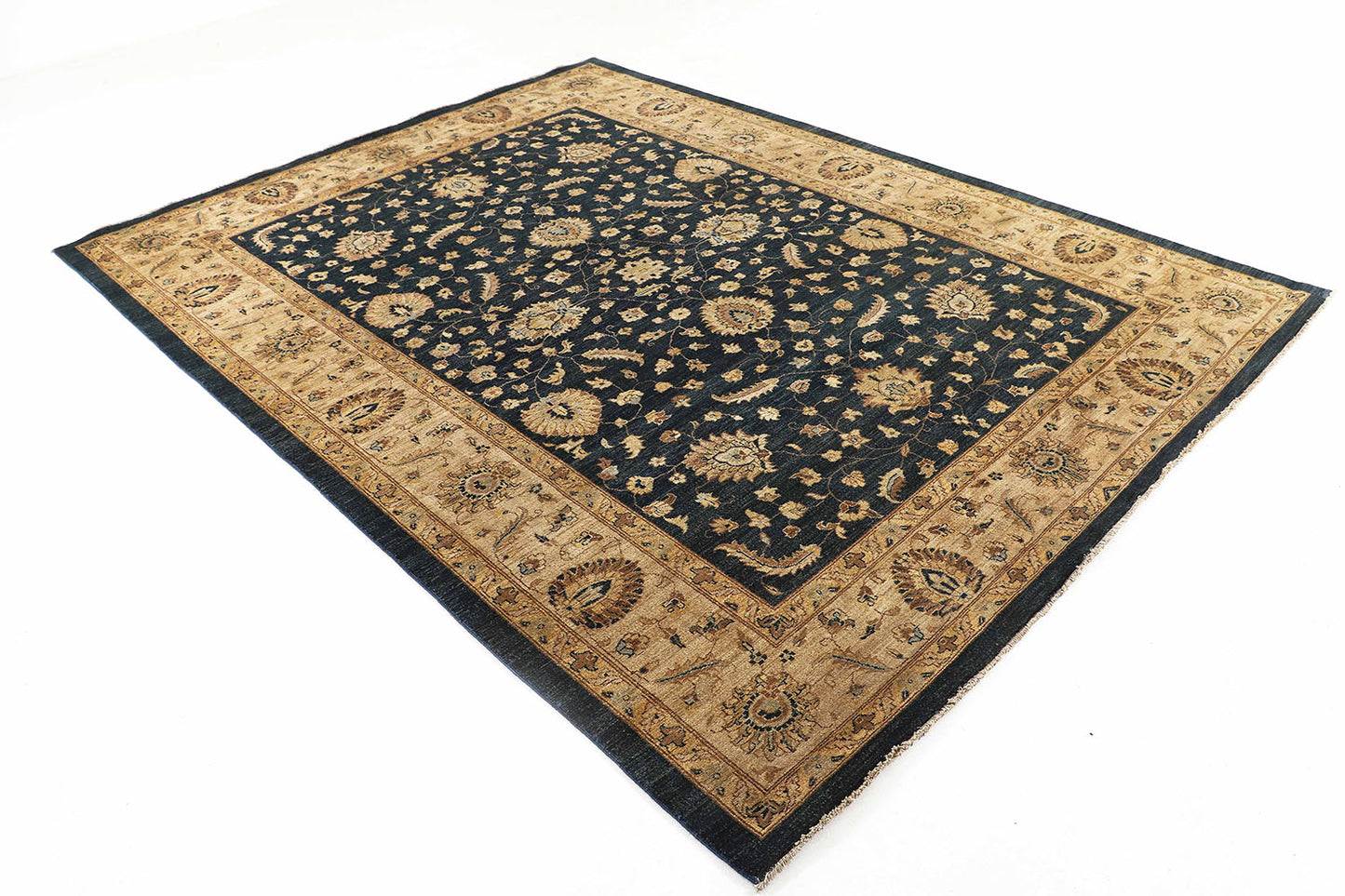 Hand-Knotted Oushak Carpet 8'.11" X 11'.10" Traditional, N/Blue Fine Wool Area Rug 9x12