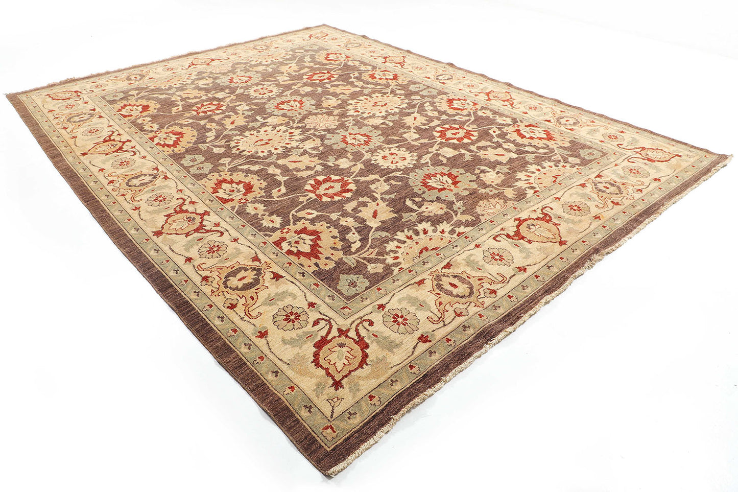 Hand-Knotted Oushak Carpet 9'.2" X 11'.9" Traditional, Brown Fine Wool Area Rug 9x12