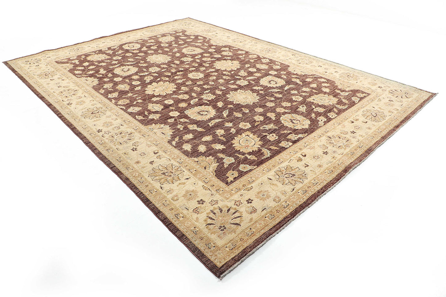 Hand-Knotted Ariana Carpet 8'.7" X 11'.6" Traditional, Brown Fine Wool Area Rug 9x12 D47468