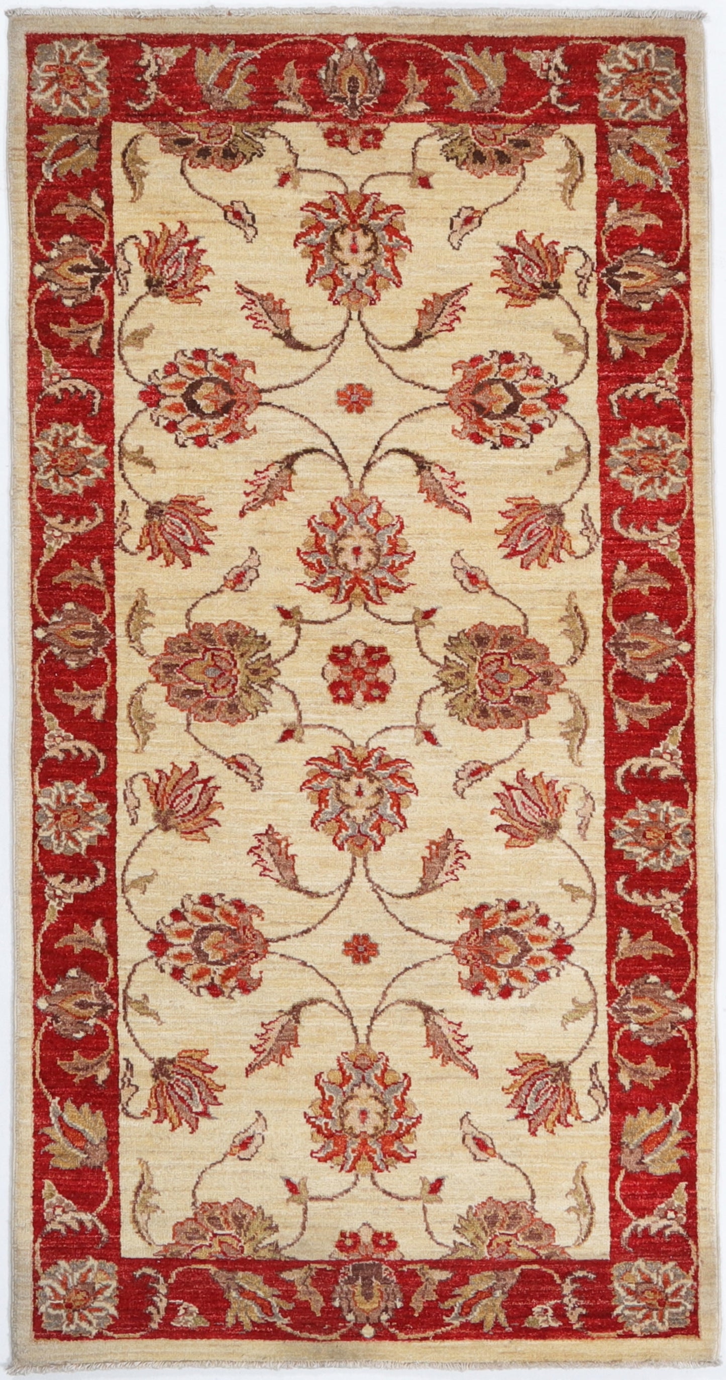 Hand-Knotted Oushak Carpet 3'.4" X 6'.6" Traditional, Ivory Fine Wool Area Rug 3x6