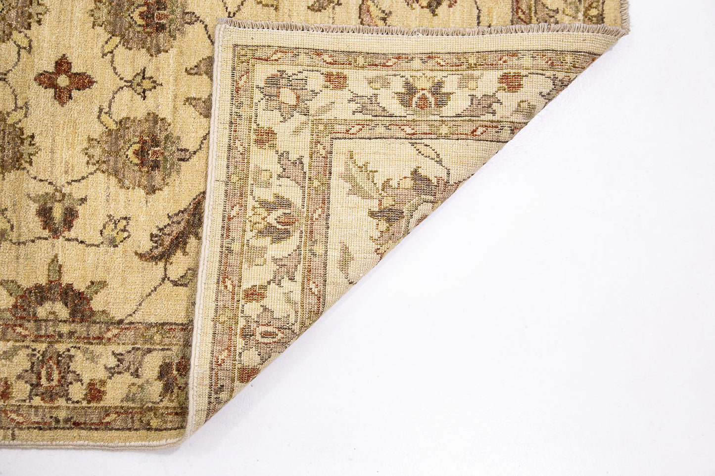 Hand-Knotted Oushak Carpet 3'.2" X 5'.1" Traditional, Beige Fine Wool Accent Rug 3x5