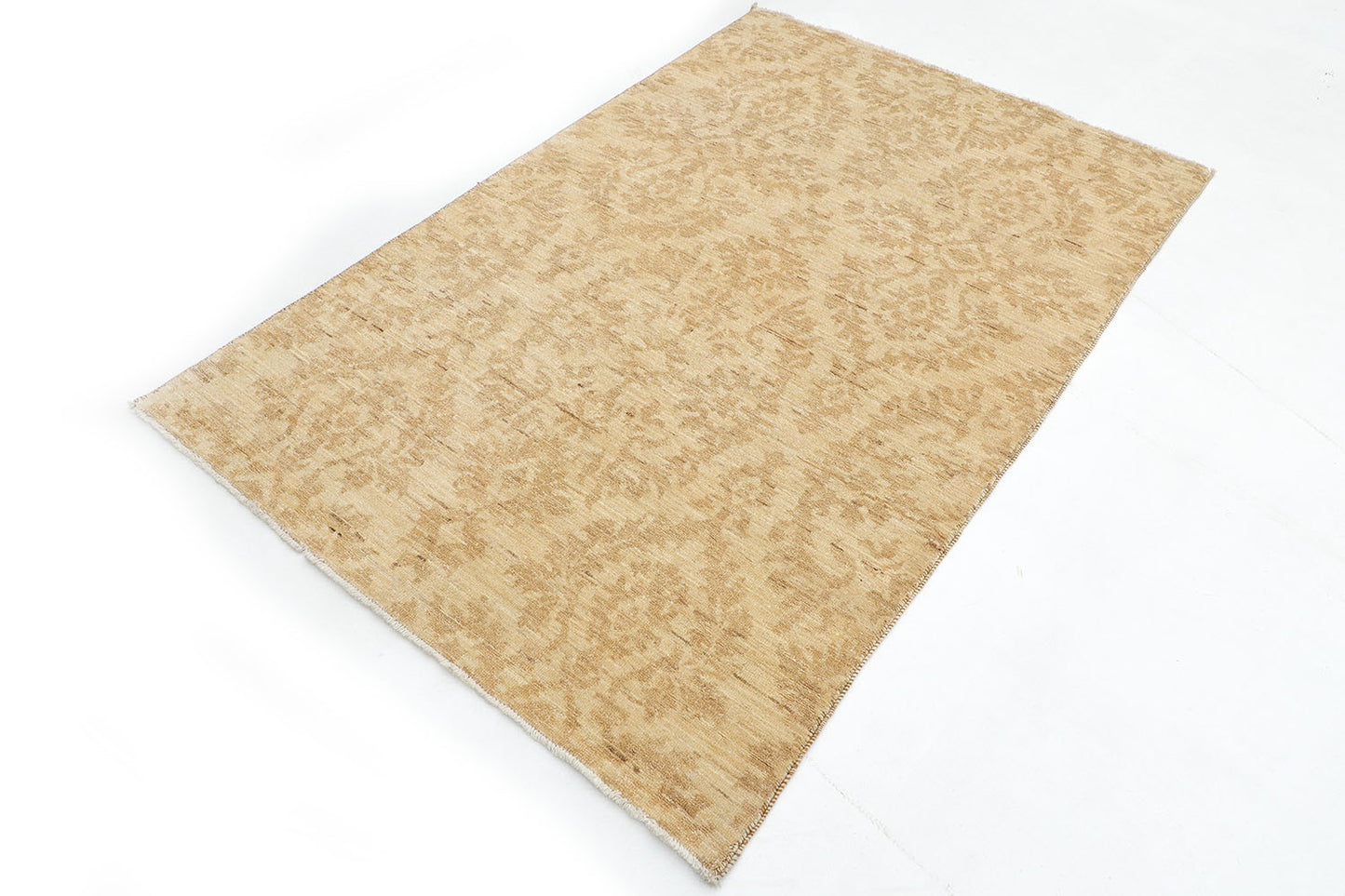 Hand-Knotted Oushak Carpet 3'.11" X 6'.1" Traditional, Ivory Fine Wool Area Rug 4x6