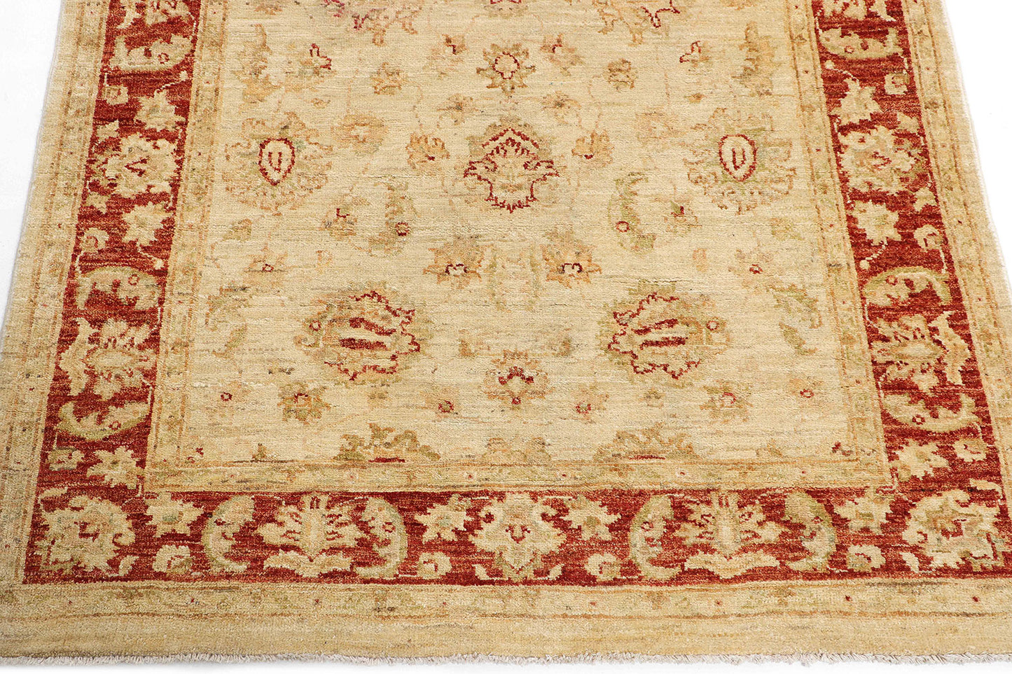 Hand-Knotted Oushak Carpet 4'.2" X 6'.2" Traditional, Ivory Fine Wool Area Rug 4x6