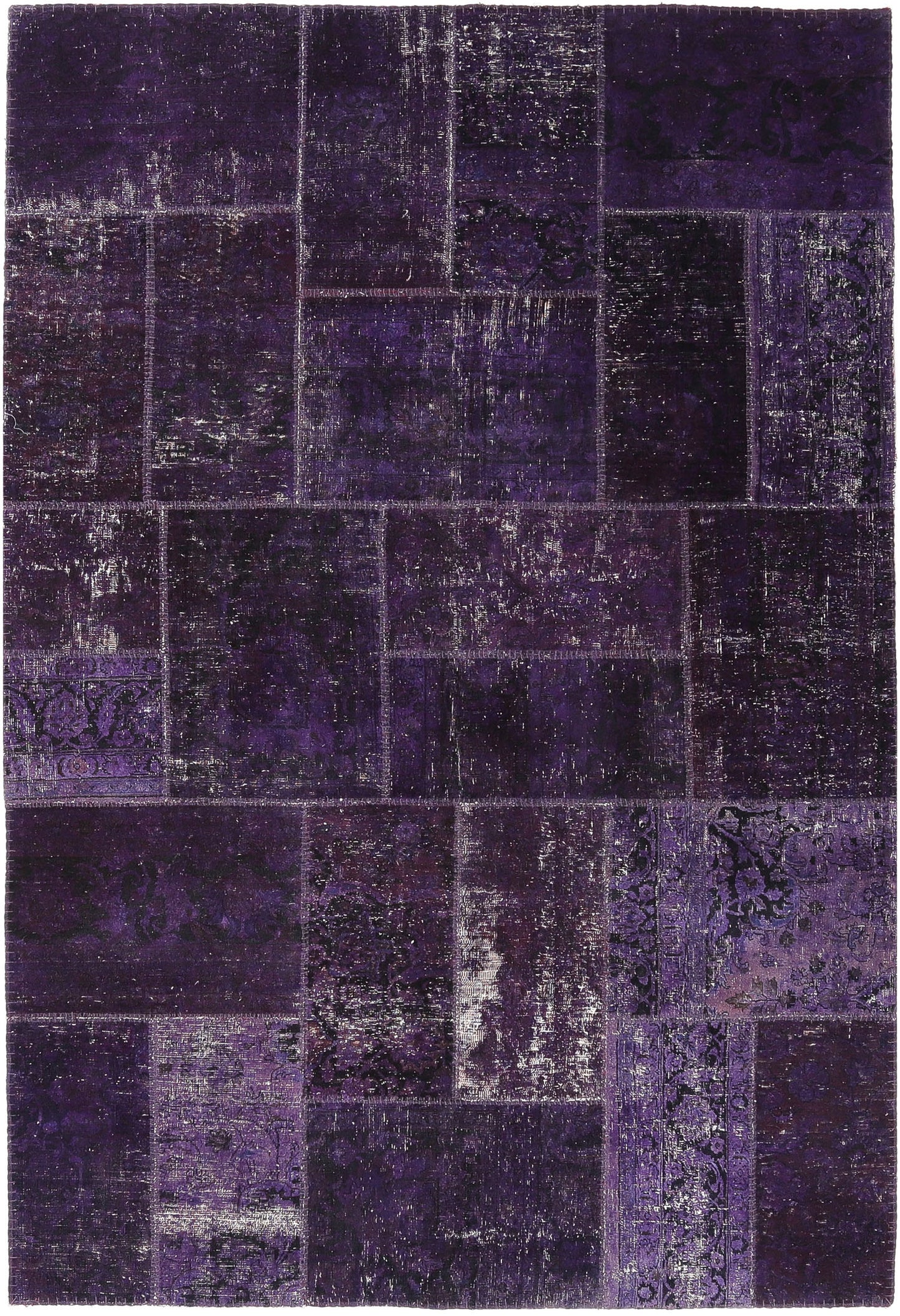 Hand-Knotted Gabbeh Carpet 6'.10" X 10'.2" , Puple Fine Wool Area Rug 7X10